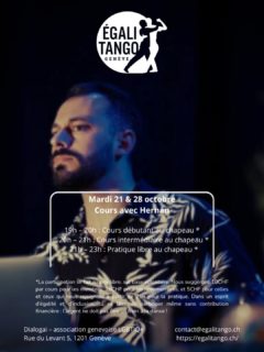 Les deux prochains mardis, le cours d'Egalitango sera donné par Hernán @dinamitango.

Cours débutant.e.x.s  à 19h
Cours intermédiaire à 20h
Ouvert à tou.te.x.s, pas besoin de venir avec un.e.x.partenaire

Mini bio Hernán
Hernán (Buenos Aires) découvre le tango à l’âge de 11 ans avec sa sœur, de la main de Maestra Olga Uralde. Après une pause, il reprend la danse à 22 ans en Patagonie, inspiré par Carolina Ayala.

Un tournant décisif a lieu avec la découverte des milongas queer à Buenos Aires puis à Paris, où il explore librement les deux rôles, guide et guidé. Depuis, il participe activement aux milongas locales ainsi qu’aux festivals et marathons queer en Europe.

En 2017, il commence à enseigner et cofonde Tango Queer & OpenRole Genève, une association engagée dans la déconstruction des stéréotypes de genre au sein du tango. Dans ses cours, Hernán met l’accent sur les sensations vécues dans les deux rôles, la musicalité et l’analyse du mouvement – héritée de sa formation de physicien.

Avant tout danseur social, il place le partage et l’expérience de l’abrazo au cœur de sa pratique. Il est aussi parfois DJ, et il n’est pas exclu qu’il chante un ou deux morceaux lors des soirées qu’il anime.